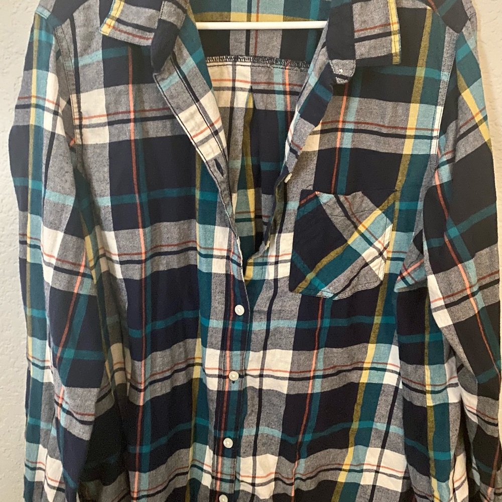 Old Navy The Classic Shirt XXL Plaid Flannel Navy